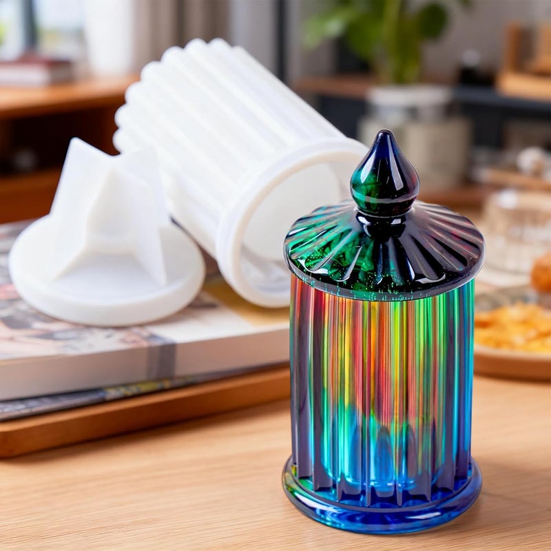 Dacies Jar Resin Molds Silicone with Lid Jewelry Storage Box Epoxy Resin Casting Mold for DIY Candle Vessels Pen Holder Cement Mould Cool Vintage Craft Making Candy Container Concrete Moulds Home Decoration - Image 5